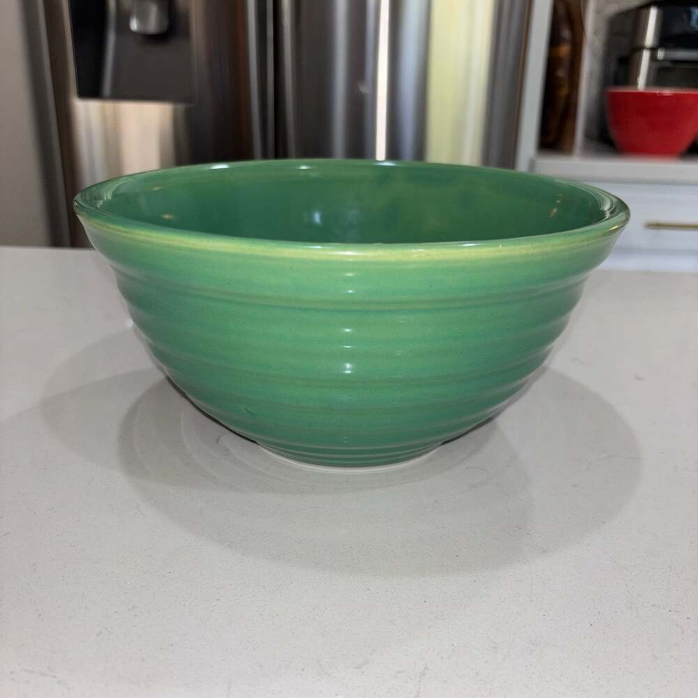Vintage Bauer Pottery Ring Ware #12 Mixing Bowl Jade Green Beehive 9.5”